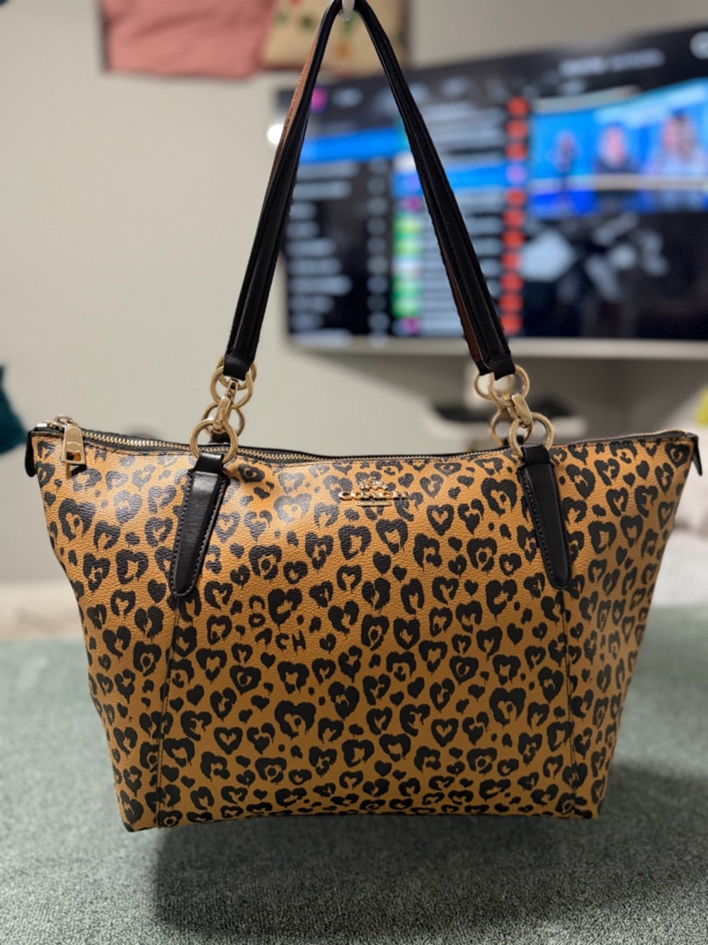 Coach Leopard-Print Tote in Tan and Black